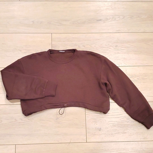 Zara Brown Cropped Sweatshirt - Picture 4 of 6